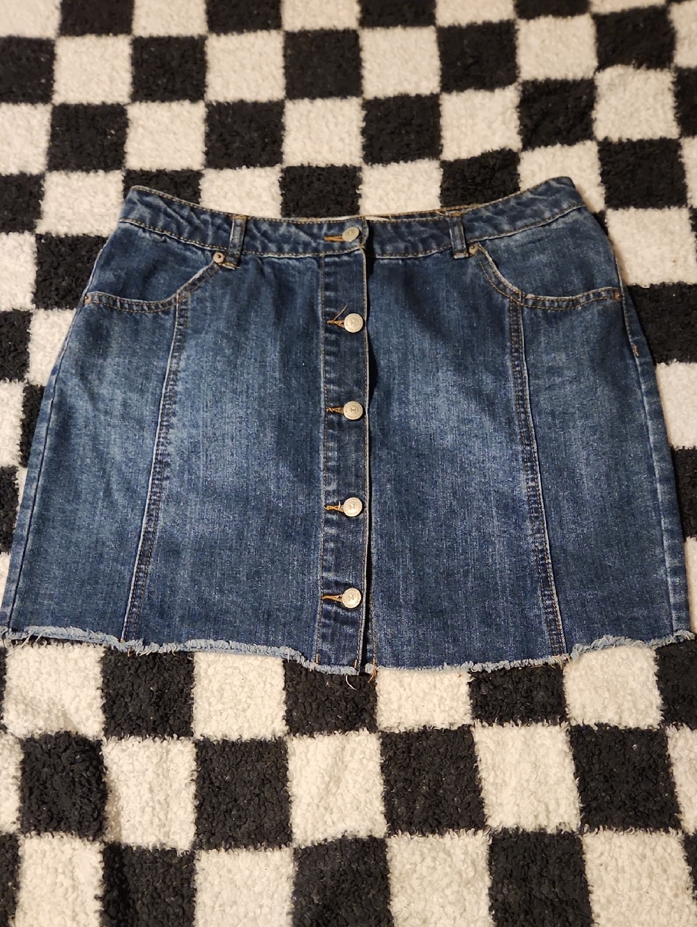 Highway Jeans Dark Blue Button-Front Denim Mini Skirt